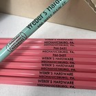 136 Vtg Wood  2 Pencils Advertising Weber s Hardware Mechanicsburg Pennsylvania