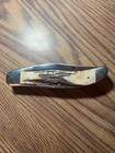 Vtg  1995 Ka-bar Club 2 Blade Hunter Stag Knife With Brass Liners