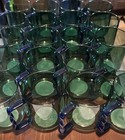 Room Essentials Glass Mug - Green With Blue Handle -  New Set Of 4