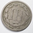 1865 Fine  f  Three Cent Nickel Coin 3c