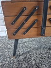 Vintage Wooden Accordion Sewing Box Dovetail Corners Footed