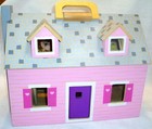 Melissa   Doug Fold And Go Pink Wooden Dollhouse W handles 13  X 11  X 7 