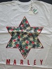 New Mens Bob Marley T Shirt White W Star Print Sz L Great Looking Shirt