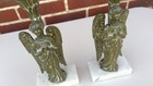 Brass Candlestick Holders Marble Bases Figural Angels 10  Tall Pair