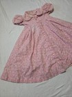 Vintage Girls Handmade Floral Dress Puff Sleeve Pink