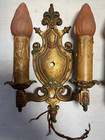 L R Wellman 1203 Art Deco Brass  Wall Sconce Pair Light Fixture Antique Painted