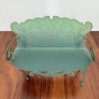 Vintage Verdigris Metal Miniature Garden Bench - 5 5  Mid-century Dollhouse Seat