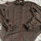 Vintage Victorian Ruffle Collar Blouse Multicolor Strip Size 9 10 Prairie Trim