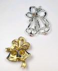 Monet gerry Signed Christmas Bell Bow Brooch Pin Lot Enamel Gold silver Tone
