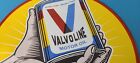 Vintage Valvoline Motor Oil Sign - Gas Pump Service Station Porcelain Sign
