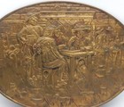 Vtg Oval Brass Embossed Old England Tavern Scene Wall Art Made In England Rare