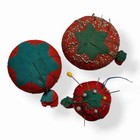 Vtg Tomato Red Cloth Pin Cushions Lot 3   Strawberries