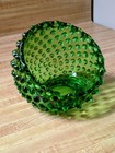 Vintage Fenton Mcm Green Glass Hobnail Orb Round Ashtray Dish