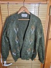 True Vintage 60s Harilelas Open Face Mohair Cardigan Olive Green Medium 19x24