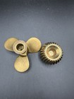 Mid Century Brass Propeller Candle Stick Holder 2 Piece Set Vintage