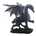 Medium Black Midnight Dragon Figurine Statue Fairy Tale Fantasy Mythical 8 Inch
