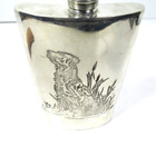 Orvis Sheffield England Pewter Vtg Hunting Dog Ducks 2 Sided Hip Flask 8oz Read 