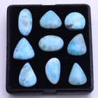 9 Pcs Natural Larimar 14mm-19mm Cabochon Huge Size Loose Untreated Gemstones Lot
