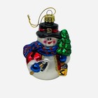 Christmas Snowman Glass Tree Snow Shovel Ornament Holiday Decor Vintage