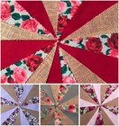 fabric Hessian  Vintage Bunting weddings country Floral Shabby Chic     