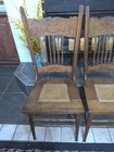 Pair Of Antique 1900 Larkin Pressed Back Oak Chairs Cane Seats Soap Co  Premium