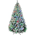 7 5ft Snow Flocked Prelit Xmas Tree 550 Led 11 Modes Warm multi W remote Indoor