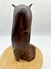 Hand Carved Wooden Owl Figurine Detailed Art Decor Sculpture On Perch