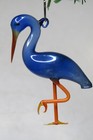 Vintage Antique Blue Art Glass Bimini Stork Bird Christmas Ornament Germany