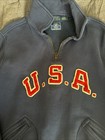 Ralph Lauren Kid   s Usa Quarter Zip Sweater In Navy Blue Size L