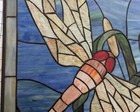 Vintage Handmade Stained Glass Dragonfly Window 27  X 21  See Pics For Condition