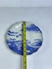 Antique Japanese Blue White Porcelain Scalloped Landscape Plate 9 