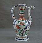 Antique Pottery Ewer In The Islamic Turkish Ottoman Iznik Style