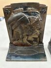Rare Pair Art Deco Bookends    dantes And Beatrice    Pompeian Bronze Co Circa 1928
