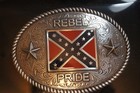 M f Western Nocona Silver Tone Rebel Pride Oval Belt Buckle 37052