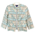 Pendleton Silk Blend Blazer Jacket 4 Blue Tan White Plaid Open Preppy Summer