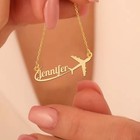 Custom Name Airplane Necklace Pendant Jewelry Gifts Women Men Adjustable Chain