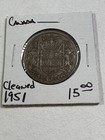 1951 Canada 50 Cents Silver Coin Cleaned