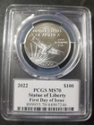 2022  100 Platinum Eagle Ms70 First Day Signed By Cleveland Pcgs Top Pop Rare