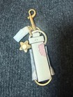 Coach Flower Charm Leather Key Chain Key Holder White Gold Japan Limited New