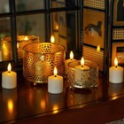 6 Pcs Small Flickering Tea Light Flameless Candles Remote Timer Ivory Led