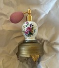Vintage Floral Porcelain Perfume Bottle With Atomiser And Music Box Base
