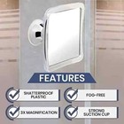 3x Magnifying Shower Mirror For Fogless Shaving With Suction Cup Shatterproof   