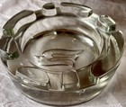 Royal Viking Line Ashtray 4-slotted Heavy Clear Glass Art Deco Flying Dove Vtg