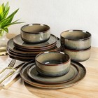 Handcrafted Ceramic Dinnerware Set 12 Pieces Unique Glaze Stackable Easy Clean