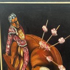 Vintage Velvet Spanish Matador Bull Fighter Wood Framed Oil Painting Mcm