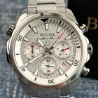 Bulova Marine Star 96b255 White Dial Stainless Steel Chronograph Men s Watch