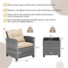 3pcs Patio Rattan Furniture Bistro Set Cushioned Sofas Side Table