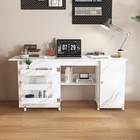 New Foldable Sewing Machine Table Multi-storage With Shelves Bins Cabinet White