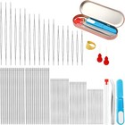 Beading Needles Kit Jewelry Making Big Eye Threader Tools Metal 100pcs Diy Set