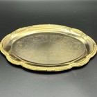 Engraved Gold Vanity Tray Set Ribbed Glass Perfume Bottle Dresser Vintage Style